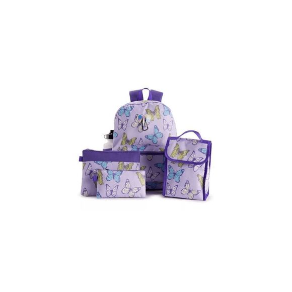 NEW BUTTERFLIES Girls Print Backpack 6-Piece Set - Picture 1 of 5